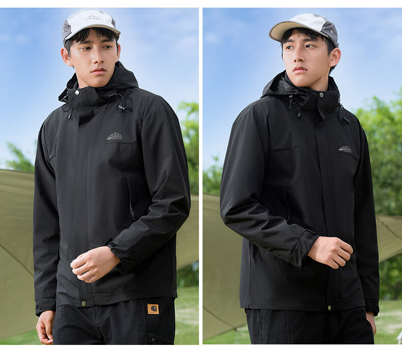 Huili Men's Hooded Outdoor Three-In Jacket, Autumn And Winter Detachable Inner Liner, Windproof And Waterproof Jacket 8
