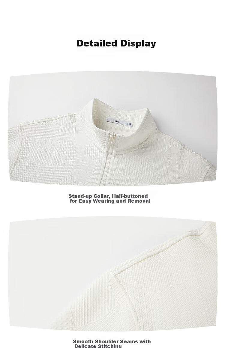 HLA Sweatshirt for Men, Zeng Shunxi's Style, Autumn Season, Irregular Texture, Stand-Up Collar, Long Sleeve, for Me 11