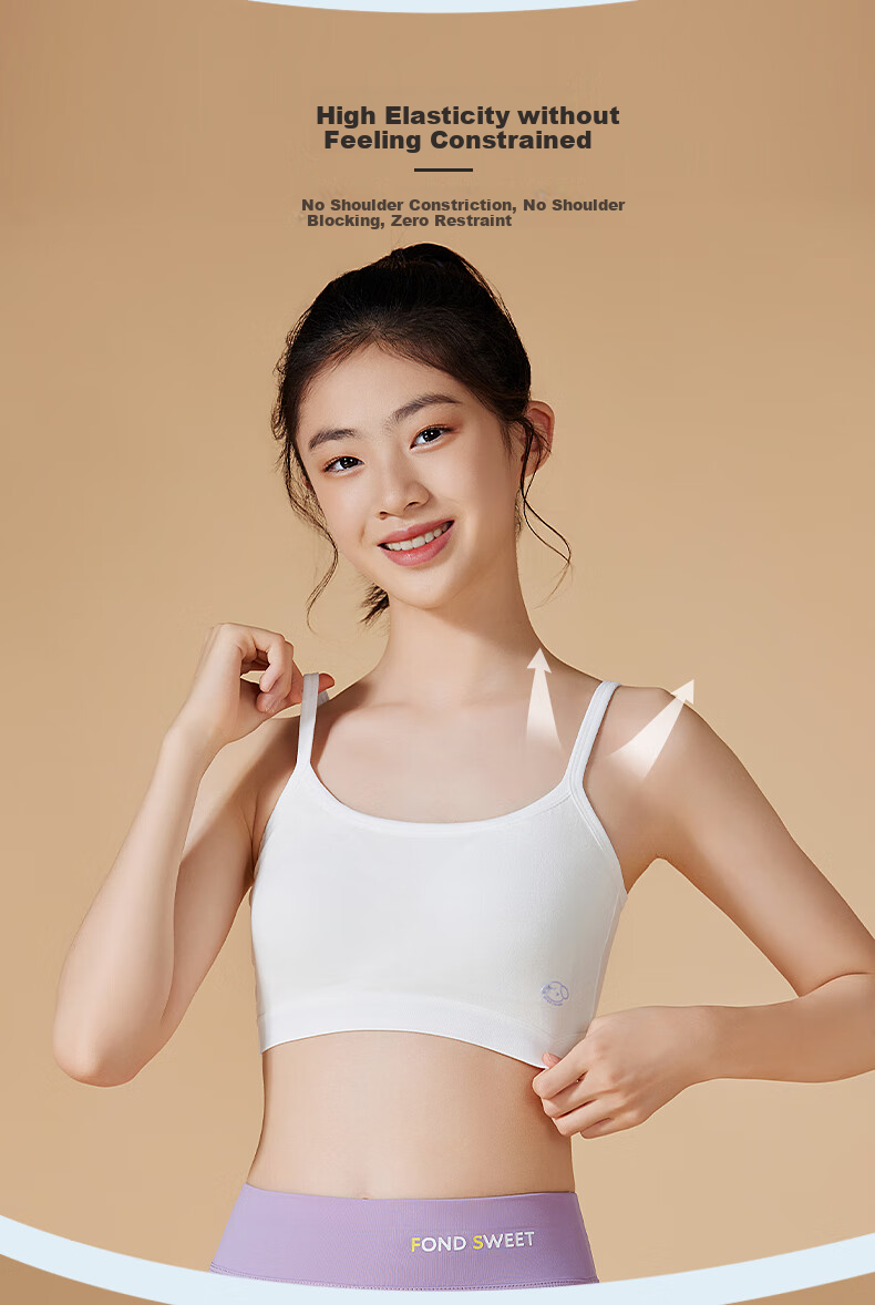 Ziyouxi Girls' Underwear, Puberty Student Bra, Middle School Girls' Second Stage Sports Anti-Shock Bra, Camisole 8