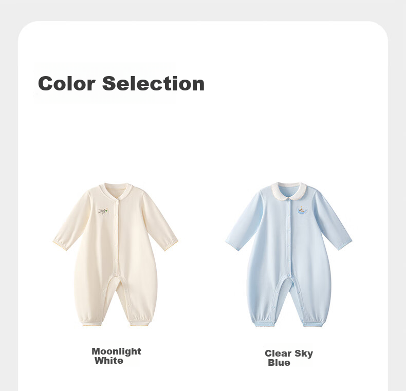 Babycare Baby Romper, Infant Onesie, Embroidered Bodysuit, Long-Sleeve Mid-Cut Crawling Suit, Moonlight White, 73cm 16