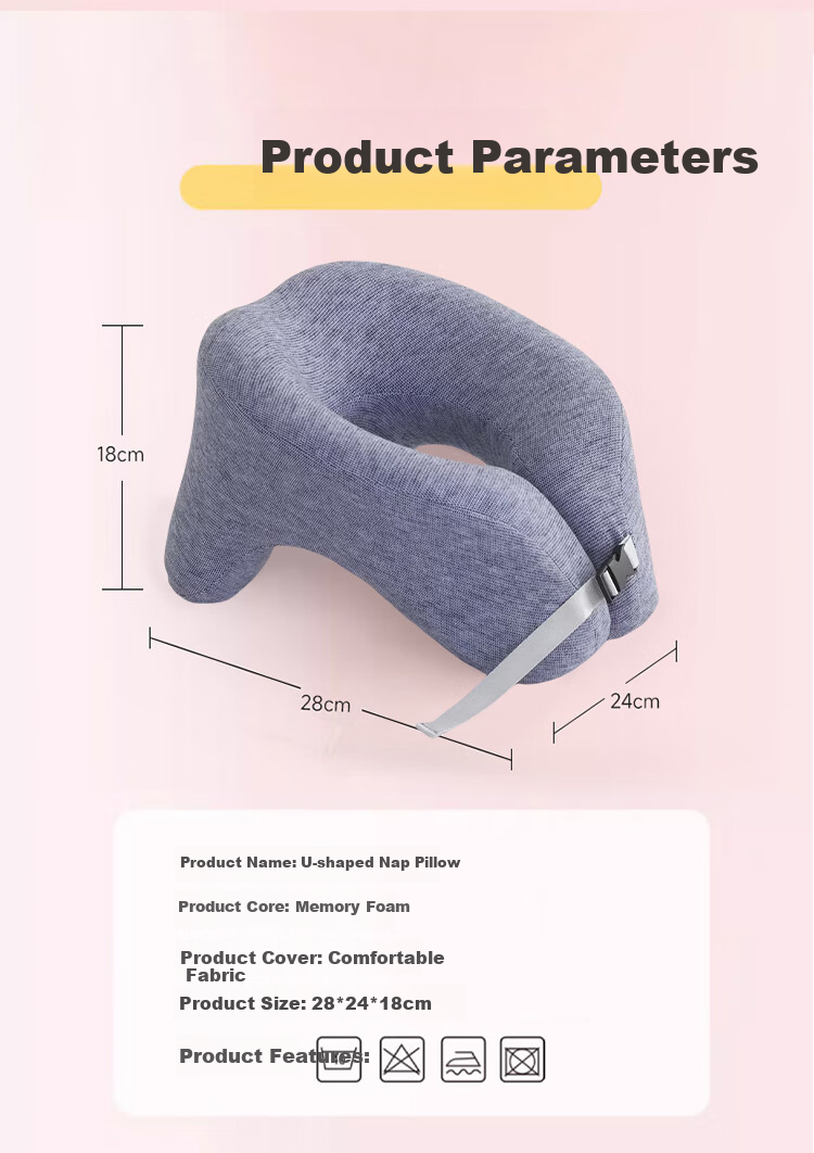 Yalu U-Shaped Pillow, Nap Pillow for Office Lunch Break, Memory Foam Neck Support Pillow, Portable Travel Cushion for Airplane Trips 14