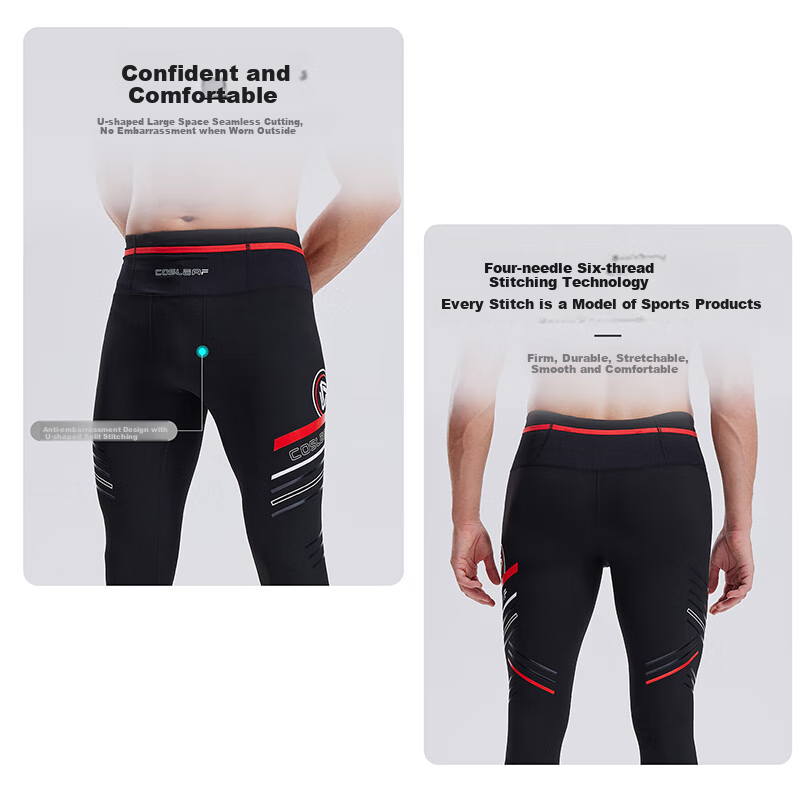 Cosleaf High-Elasticity Compression Pants for Men, Basketball Training Fitness Tights, Marathon Running Soccer Sports Compression Trousers with Waist And Pocket Pockets