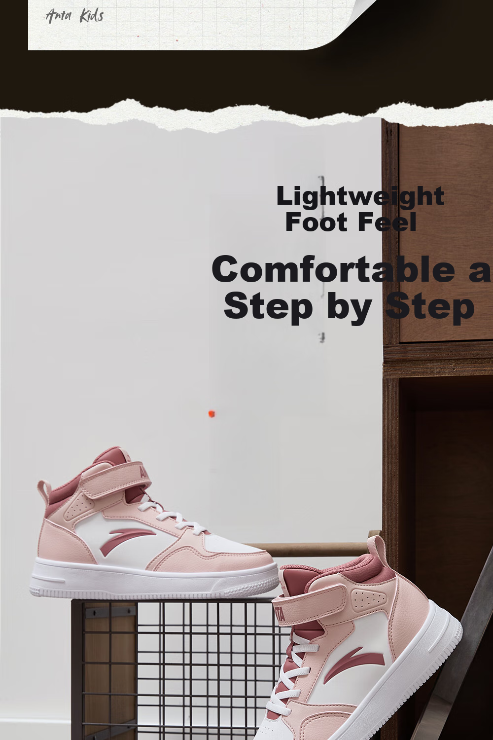 ANTA Children's Sports Shoes for Boys, Big Kids' Size 25, Autumn And Winter Casual Shoes, White Sneakers, High-Top Skateboard Shoes A12438004H 4