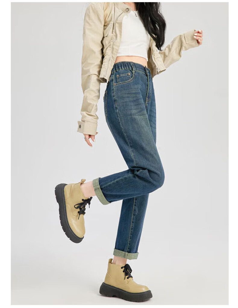LangSha High Waist Harem Jeans for Women Spring Autumn Pear Shape Loose Slimming Cropped Vintage Carrot Dad Pants 19