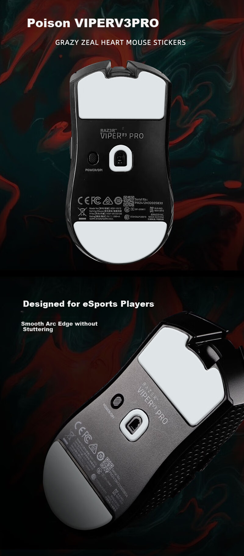 Leifu Duoyi V3pro Mouse Pad, Duoyi V3pro Anti-Flicker Ice Version Pad, Teflon PTFE Ice Version Curved Base Pad, Smooth And Wear-Resistant Gaming Mouse Pad Sticker 2