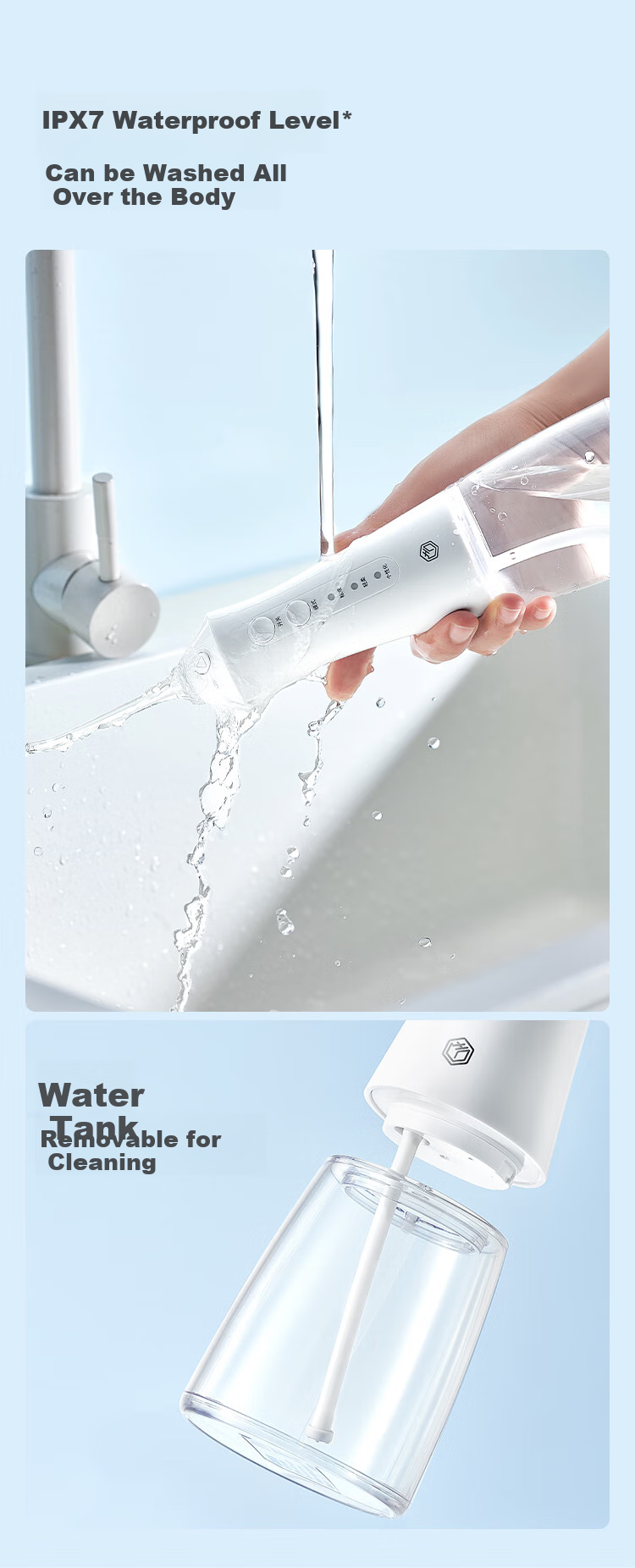 JD Jingzao High-End Portable Oral Irrigator Blue with Screen Display, 10-Level Adjustment, 300ml Large Water Tank, Dental Cleaner, Teeth Washer, Tartar Prevention for Women 13