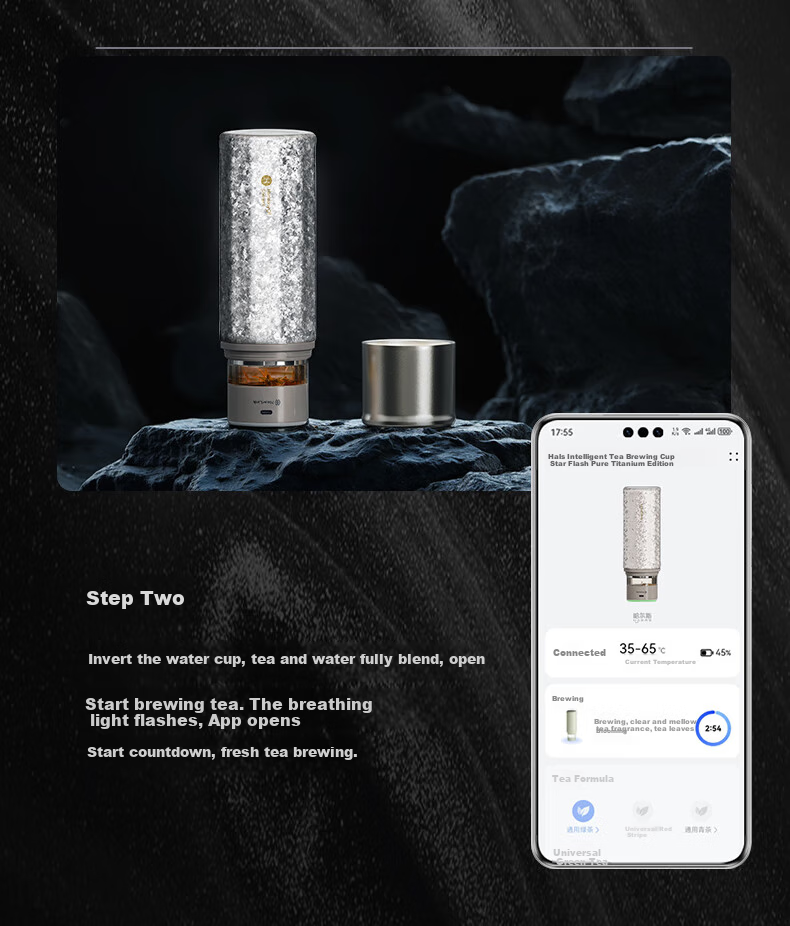 Hongmengzhixuan Titanium Cup AI Smart Star-Shine Tea Infuser Mug, Pure Titanium Insulated Tumbler, Large Capacity Water Bottle for Men And Women, Gift 15