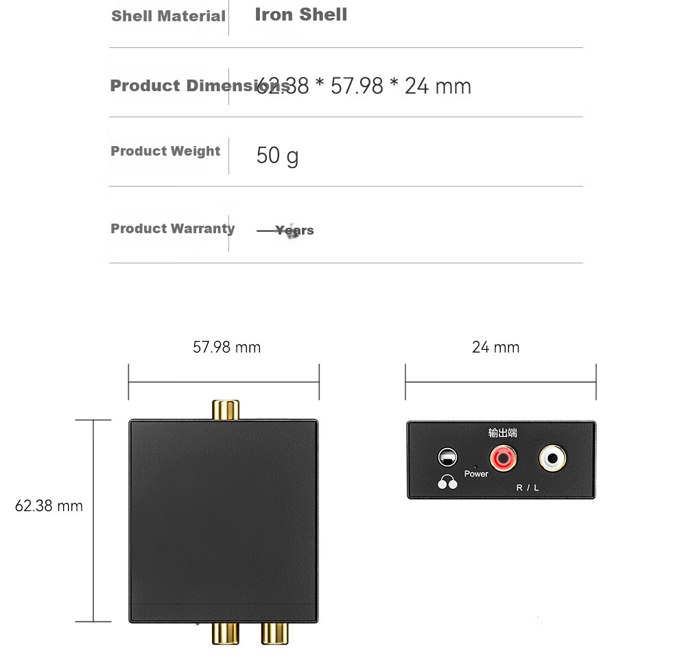 BURLEFRAN Digital Fiber Optic Coaxial Audio Converter, Coaxial Audio Converter Digital Analog Compatible with Hisense TV to Connect Speakers, SP-DIF to 3.5 Decoder Converter, Large Size 15