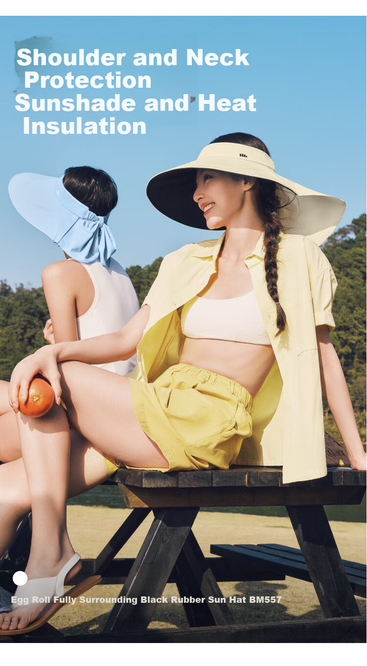 Beneunder Egg Roll Full-Circle Black Rubber Sun Protection Hat, Women's Sunhat, UV-Resistant Visor Cap, Twilight Black 2