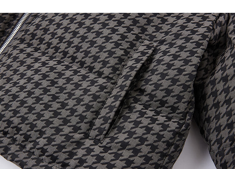 Dme [Double-Sided Houndstooth Jacquard] Winter 90% Duck Down Stand Collar Four-Layer Crafted Short Loose Women's down Jacket 3