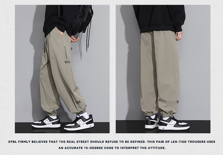 Dingfengbaoluo American-Style Casual Joggers for Men, Summer Loose Fit Retro Oversized Sports Trendy Versatile Long Pants QF93 Gray XL 12