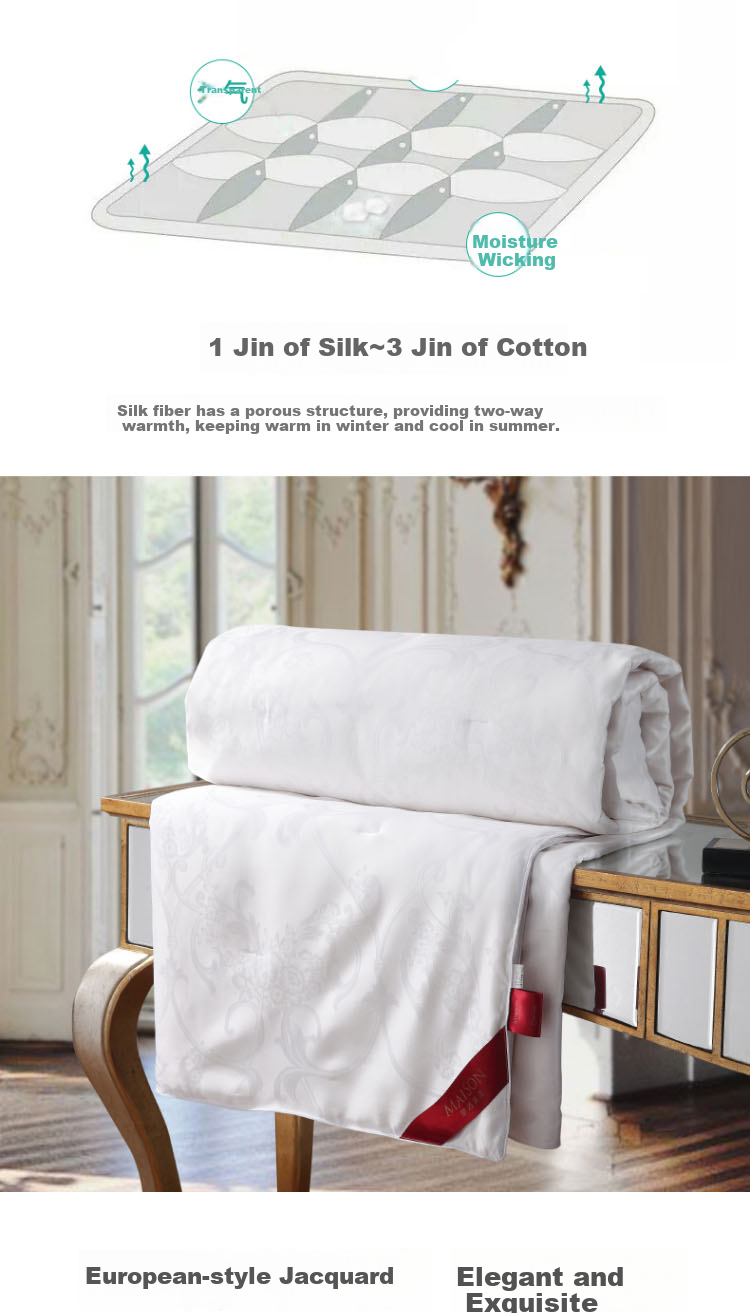 Mengjie Jiafang Silk Comforter, Soft Jacquard Pattern, Breathable Air Conditioning Summer Quilt, All-Season Duvet, Filling Material Approximately 480g, 200*230cm 6