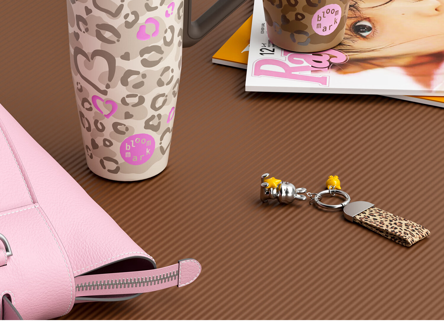 BLOOMMARK Car Leopard Print Straw Large Capacity 316 Food Grade JD Self-operated Insulated Water Bottle for Men and Women - Candy Pleats 2
