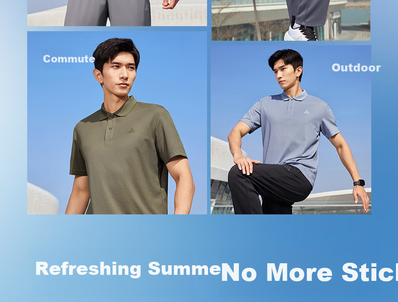 PEAK Polo Shirt for Men, Summer New Style, Sports Fitness Business Top, Breathable Casual T-Shirt, Loose Short Sleeve DF652241 5