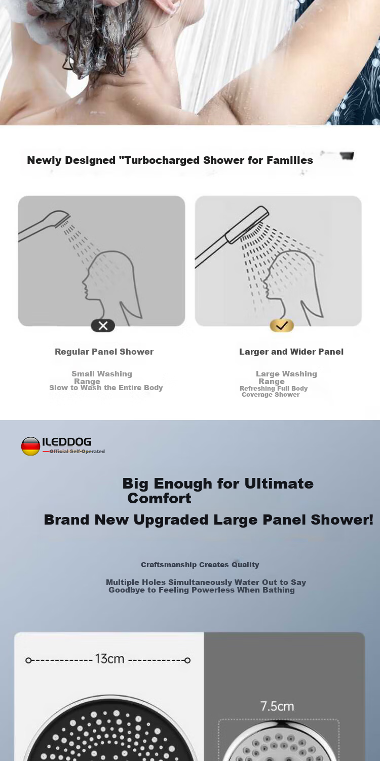 ILeddog [Germany], Pressurized Shower Head, Bathroom Bathing, Multifunctional Handheld Shower Head Set, HL-005 10