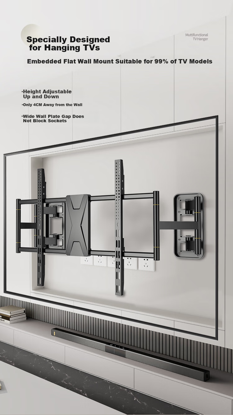 TAZD 65-90 Inch TV Mount, Extendable Bracket, Thickened Large Span Wall Plate, Stretching Internal Embedded Rotating Bracket, Suitable for Hisense, TCL, Leiniao, Huawei, Xiaomi, Skyworth And Others 2