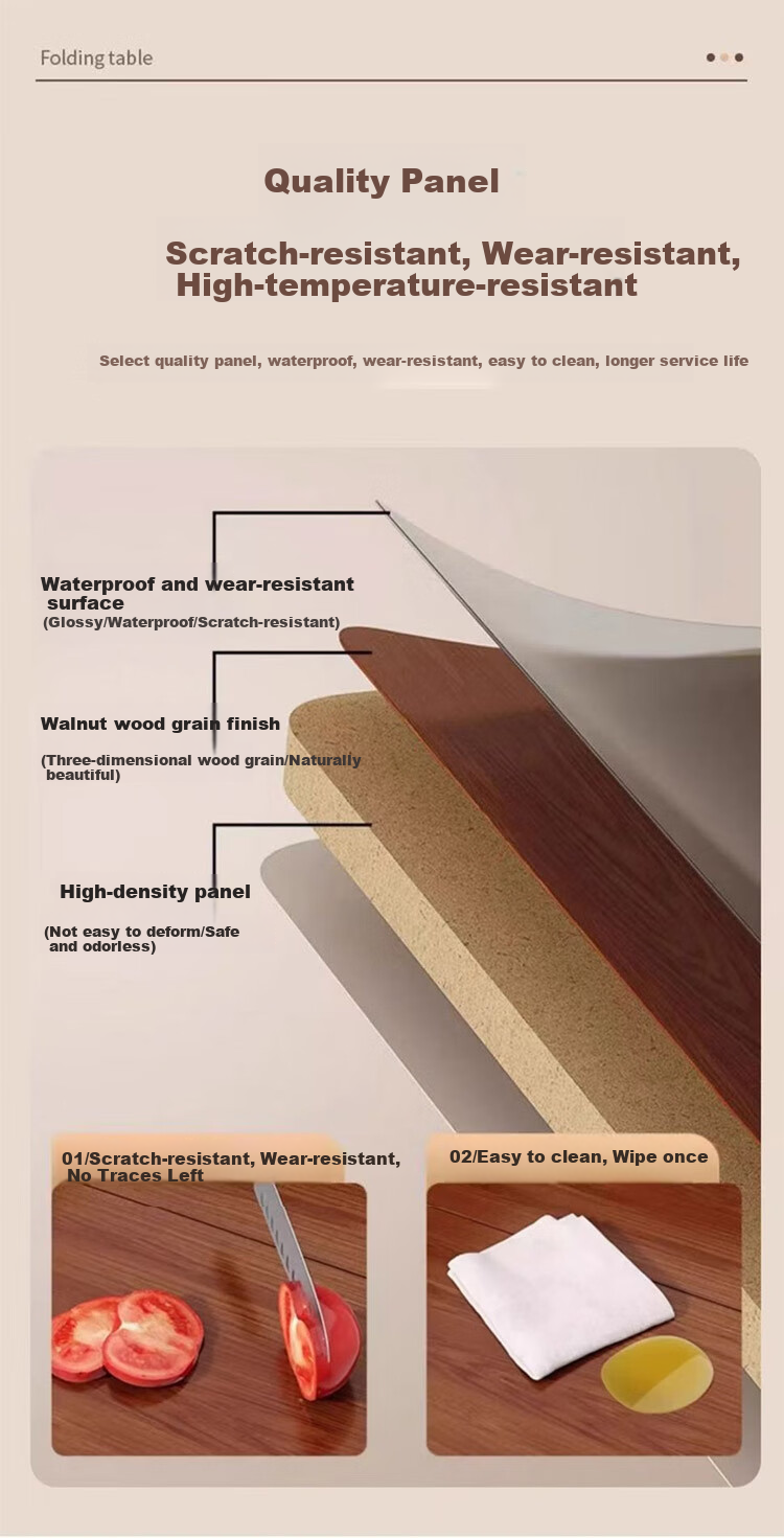 Jingcai Folding Dining Table for Home, Computer Desk, Study Table, Mahjong Table JZP10 Walnut Color 80cm Square Table 3