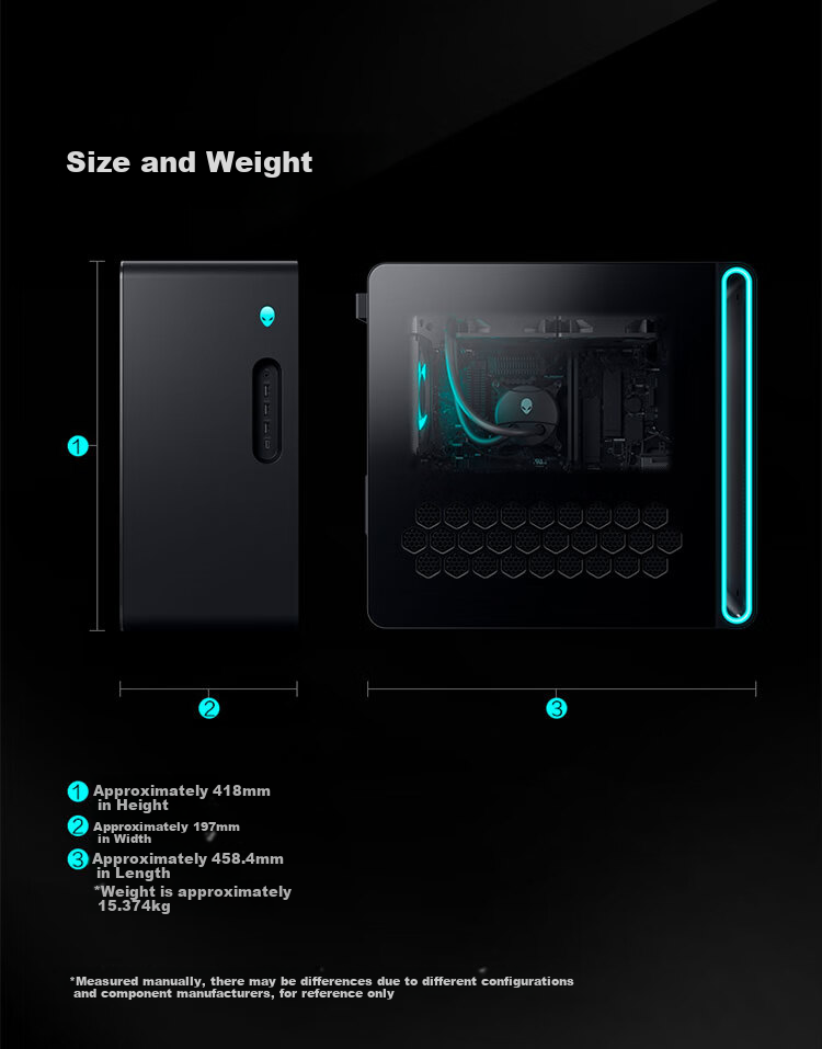 Alienware Gaming Desktop Computer Area-51 High-End E-Sports Gaming PC (Ultra 9 64GB 2TB RTX5080) Starry Silver Water-Cooled Black Myth: Wukong 80L AI Graphics Statio 25