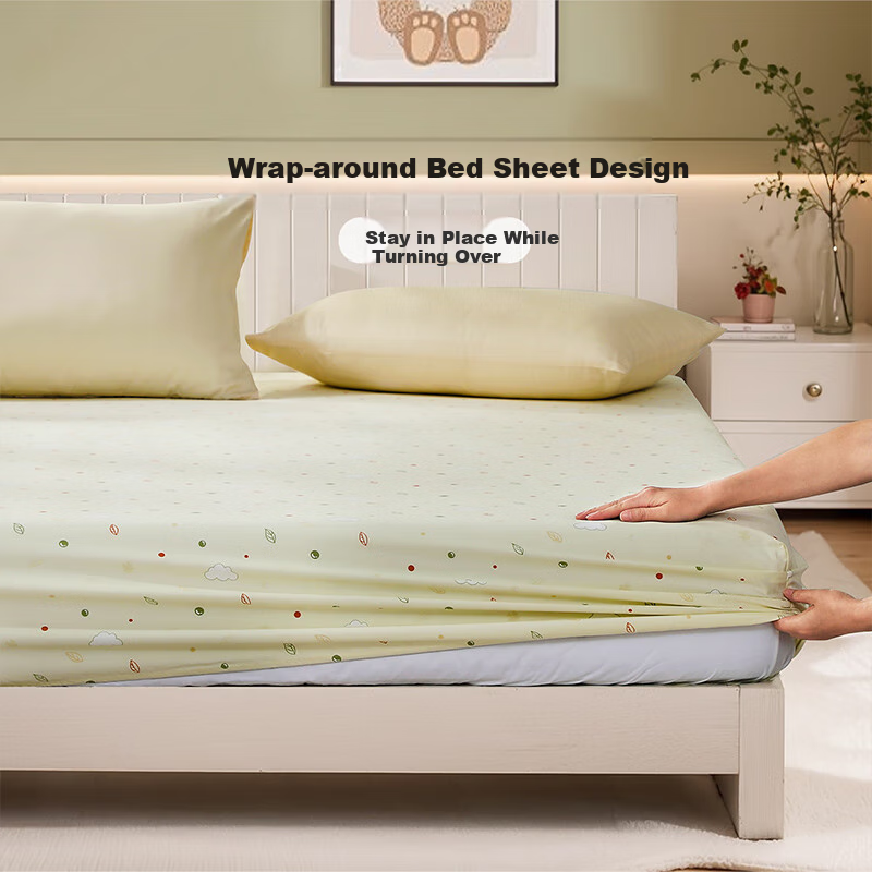 Fuannaertong Infant Class A Pure Cotton Bed Sheet, Fitted Sheet Style, All-Cotton Bed Cover, Flat Sheet, 150*200*30cm