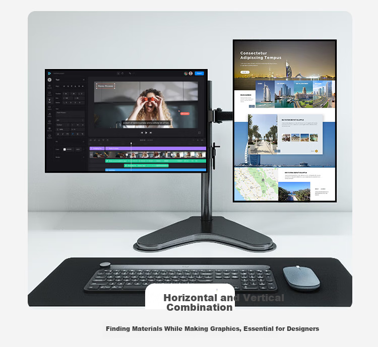 ATSCORE Dual Monitor Stand, Computer Stand for Two Screens, Display Riser And Bracket, Left And Right Dual Screen Support, 10-32 Inches 6