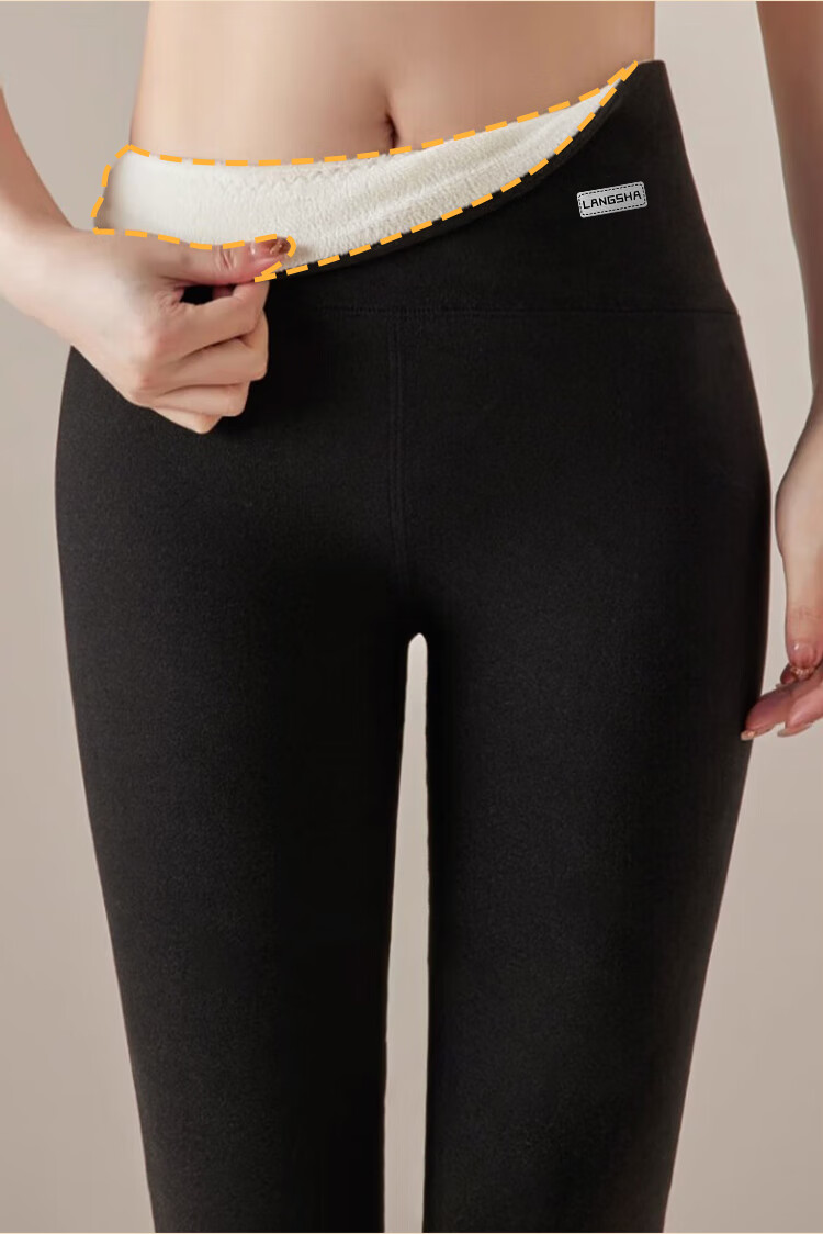 Langsha Women's Thermal Pants Winter Fleece Lined Thickened High Waist Double Layer Tummy Control Lambswool Seamless Cotton Leggings 8