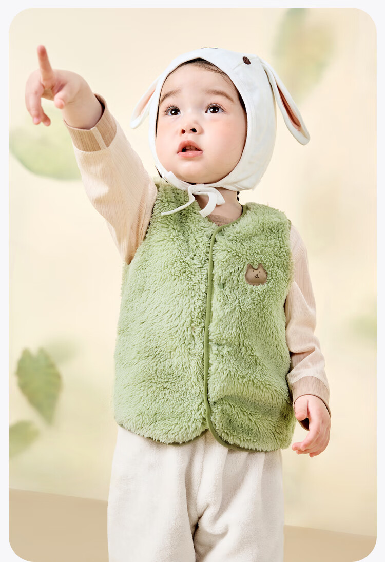 Minibala Antistatic Children's Warm Vest Unisex Baby Autumn Winter Double-Sided Coral Fleece Waistcoat 20