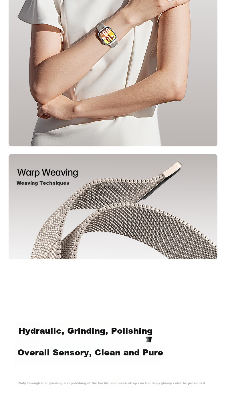 W&P Compatible with Huawei Fit 5 Strap, Milanese Loop for Huawei Watch Fit 5/4/3/4 Pro, New Metal Magnetic Stainless Steel Breathable Watch Band, WP · Starlight Color 6