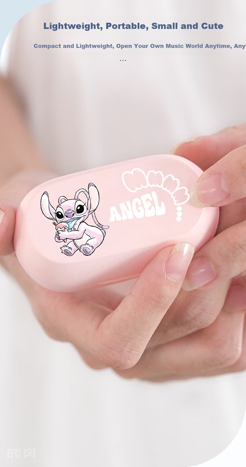 DISNEY True Wireless Bluetooth Earphones In-Ear Gaming Music Ultra-Long Battery Life Headphones 2025 New Model Couple Gift D29 Pink Angel Compatible with Apple Huawei Xiaomi 8