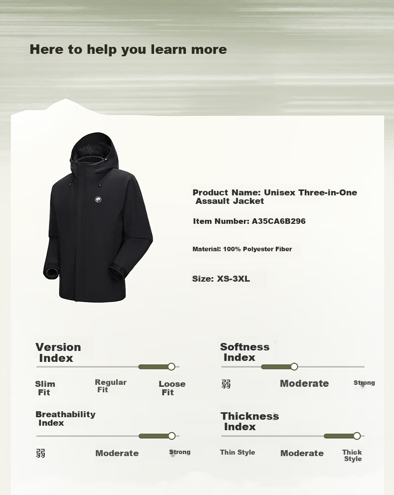 CAMEL Panda Windbreaker, Men's And Women's Three-In Jacket, Outdoor Hiking Wear, A35CA6LB296, Lime Green, Size L 6