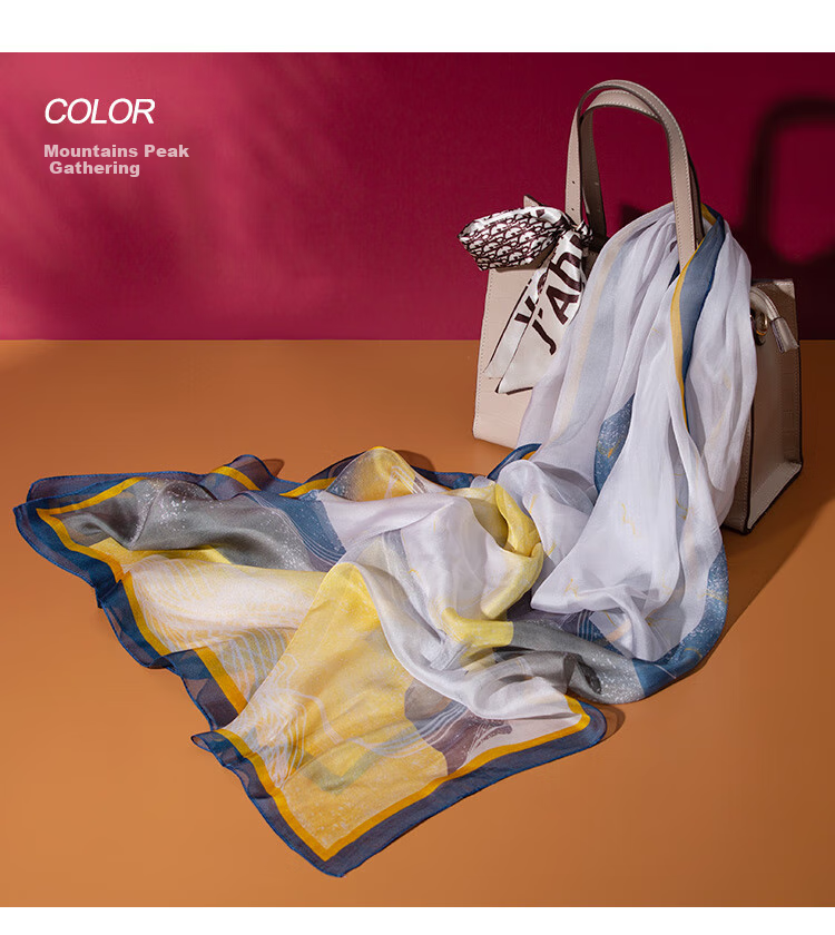 Shanghai Gushi Silk Scarf for Women, 100% Mulberry Silk Shawl, Gift Box, Birthday Present for Mom Or Girlfriend, Mid-Autumn Festival Gift 9