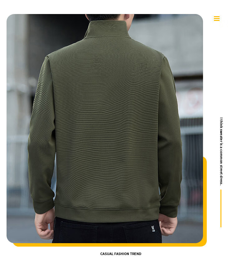 PLAYBOY Sweatshirt for Men, Spring And Autumn Long-Sleeve T-Shirt, Casual Loose-Fitting Sports Tee, Base Layer, Army Green, 2XL 1