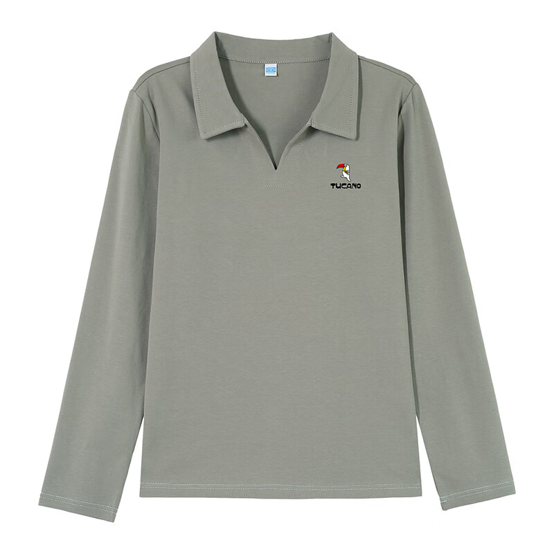 Woodpecker Women's Long Sleeve Polo Shirt Autumn New Pure Cotton Casual Plus Size Black XL