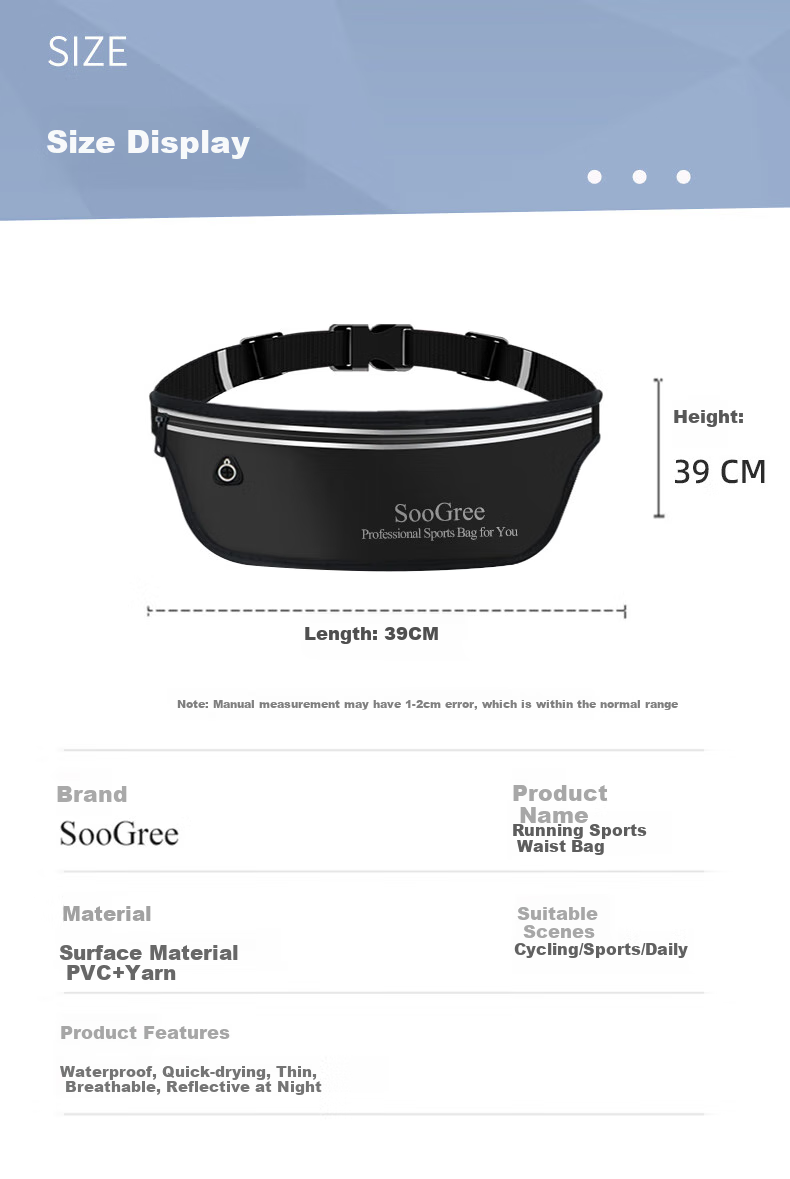 SooGree Sports Waist Pack, Running Phone Carrier, Unisex for Men And Women, Cycling Marathon Waterproof Lightweight Phone Storage Bag 8