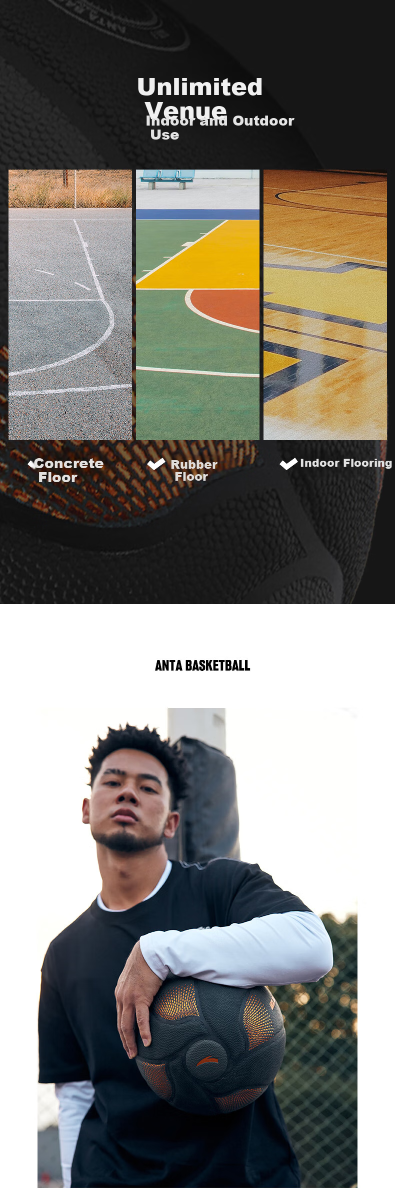 ANTA Lingdan No. 7 Adult Basketball, Indoor And Outdoor Use, Suitable for Cement Courts, Youth Student Training And Competition Ball 8