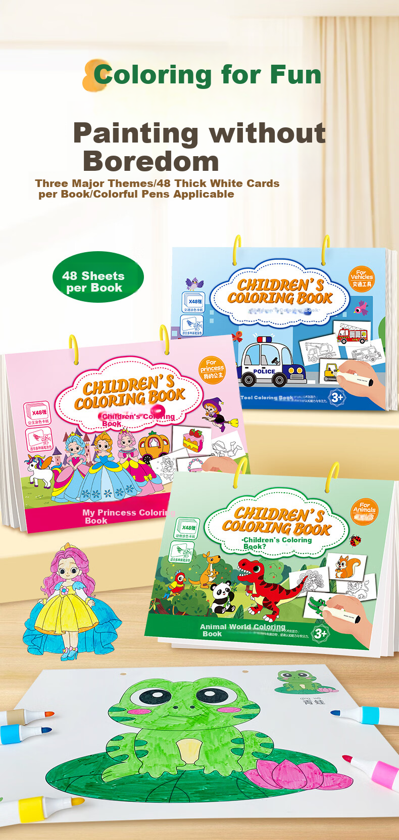 Dayanxiaowa Car Coloring Book, Construction Vehicle Coloring Book, Drawing Book for Children Aged 3-6, Kindergarten Traffic Toy, A4 Size 1