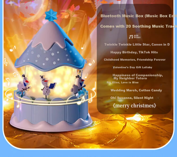 Disney Elsa Princess Children's Toy, Birthday Gift for Girls Aged 7-14, Starry Sky Projection Lamp, Elsa Music Box, Musical Box 5