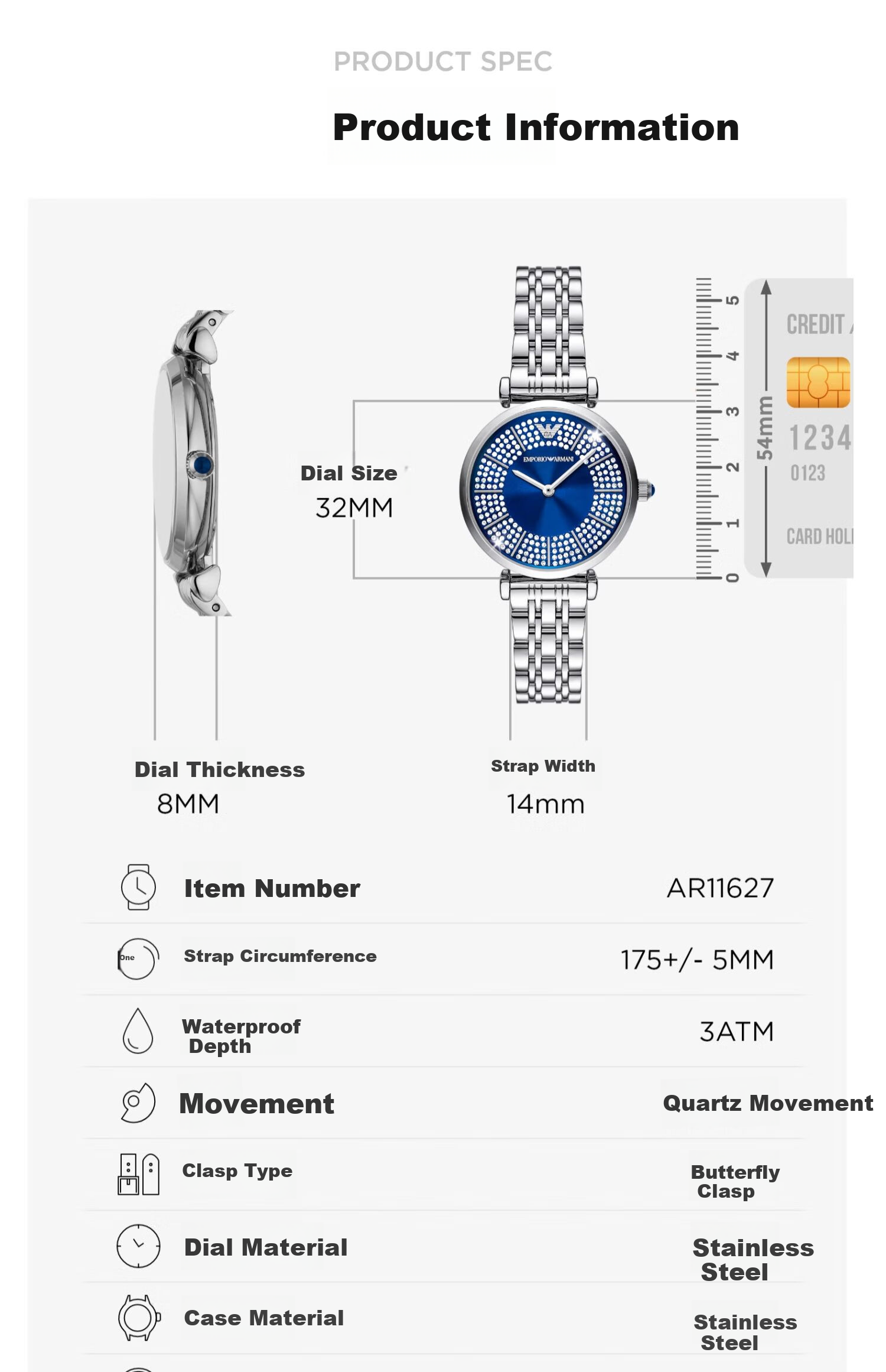 EMPORIO ARMANI Ladies' Watch, Starry Sky Series in Night Sky Blue, Birthday Gift for Girlfriend, AR11627 4