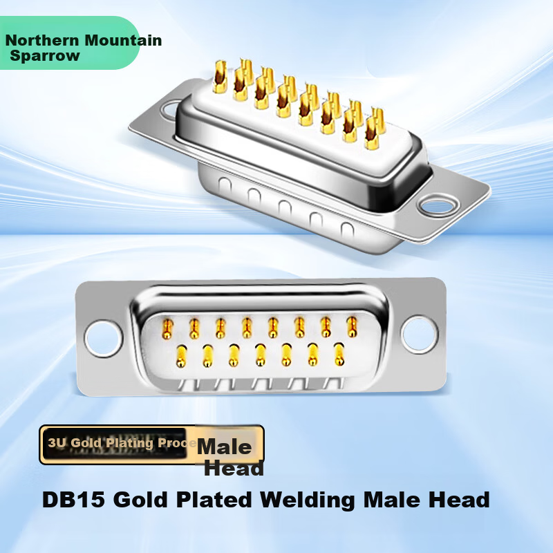 Beishanque DB15 Two-Row 15-Pin Solder Connector, Two-Row Serial And Parallel Port Solder Wire Plug Male, 2 Pieces Per Pack, HJ463