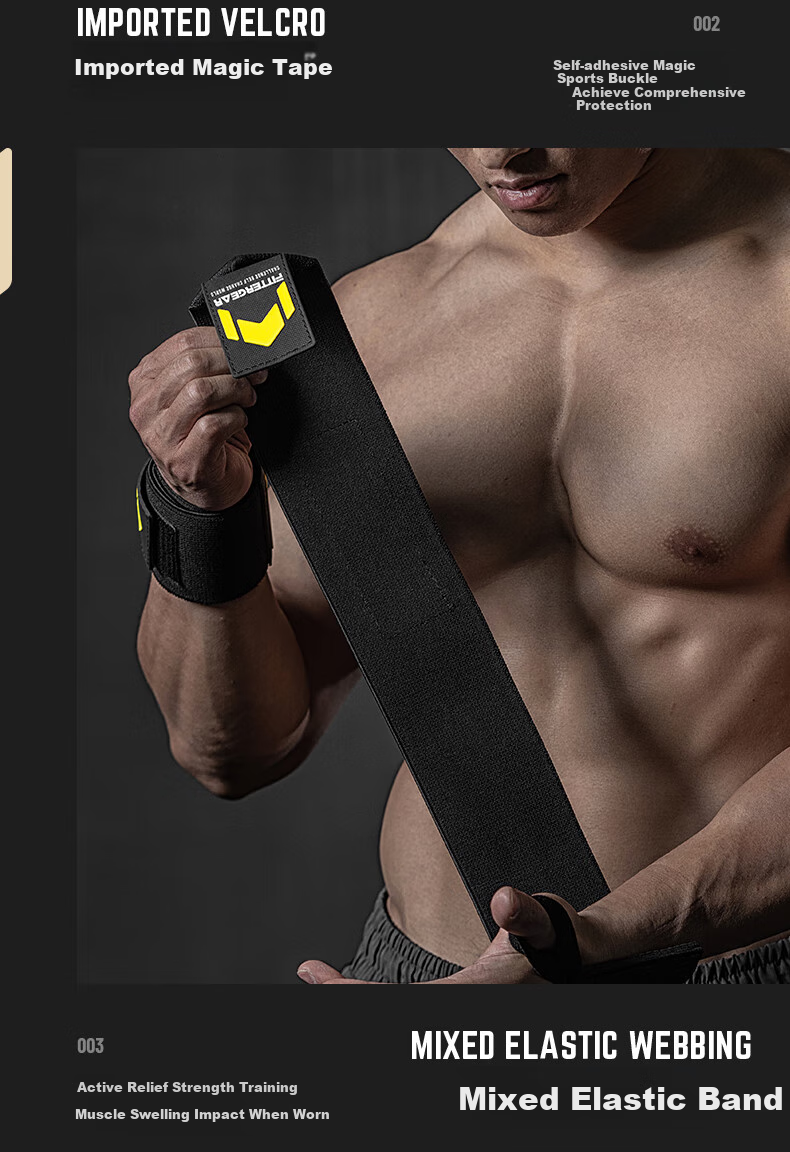FITTER GEAR Fitness Wrist Support for Men, Bench Press Wrist Guard, Weightlifting Strength Training Anti-Sprain Sports Bandage, Black, One Pair 5