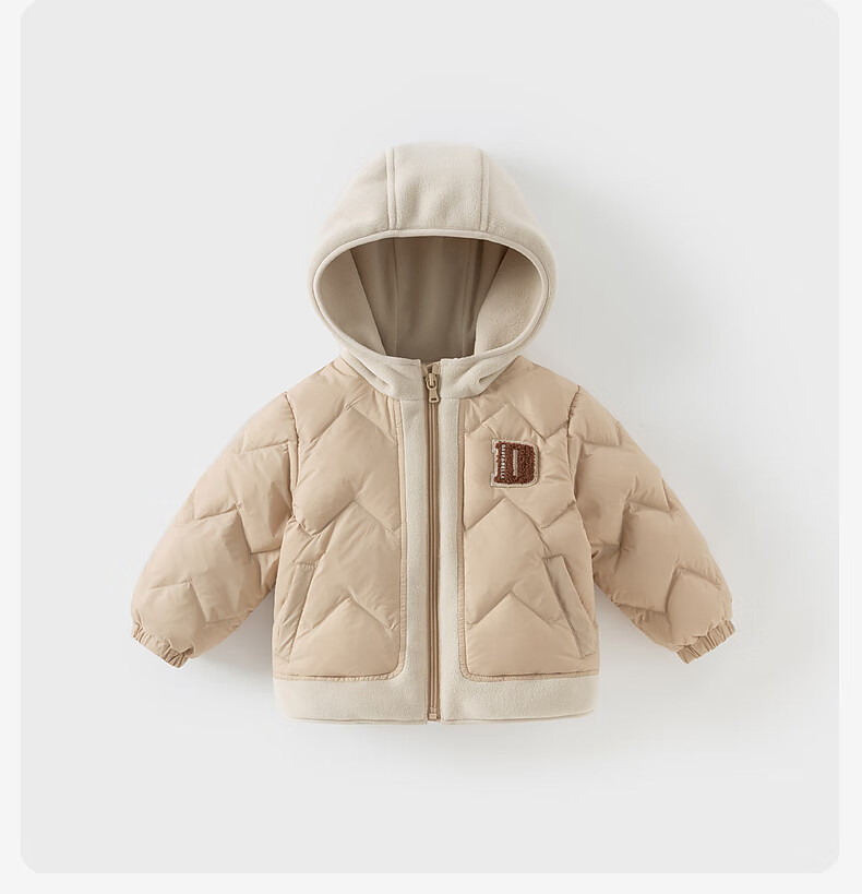 DAVE & BELLA Boys' Patchwork Down Jacket Casual Children's Hooded Coat Winter New Toddler Baby Top 3