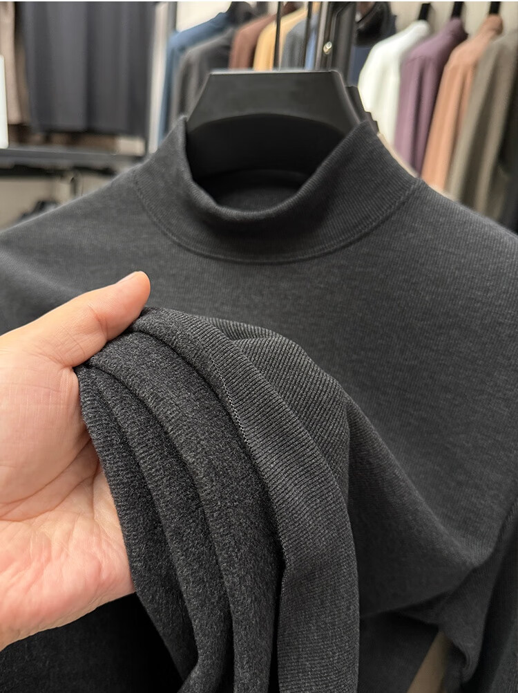 Caramella Men's Thermal Top Men's German Velvet Autumn Winter Half High Collar Inner Wear 2025 New Thickened Long Sleeve T-Shirt Base Shirt Men 12