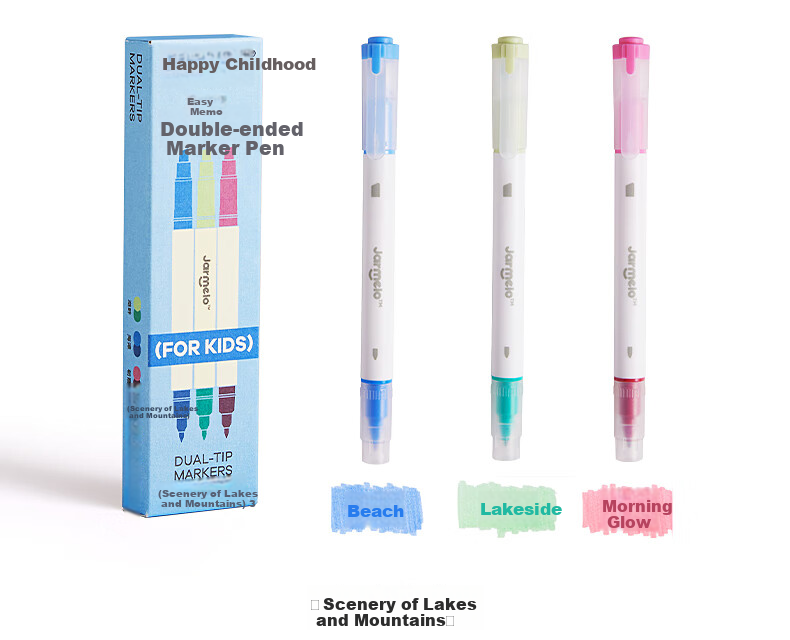 Merrytimes Childhood Visible Window Fluorescent Highlighters for Kids, Primary and Middle School Students, Dual-Ended Colorful Quick-Dry Non-Bleed Eye-Friendly Non-Toxic Stationery, 6-Pack 24