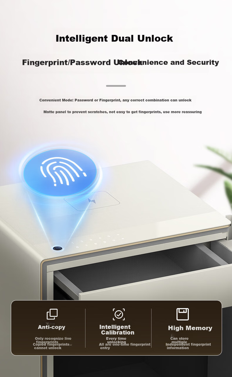 PHILIPS Safe, Home Bedside Cabinet-Style, Wireless Charging, Smart Alarm, Fingerprint Password Key, Office Safekeeping Box, Safe SBX300, Smoke White 4