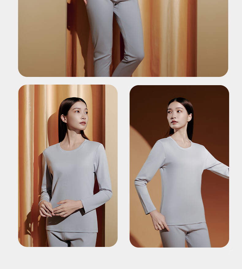 Yiershuang [80s 100% Pure Cotton] Premium Thermal Underwear Set for Women, Crew Neck Autumn Top and Bottom Gift Box Set 20