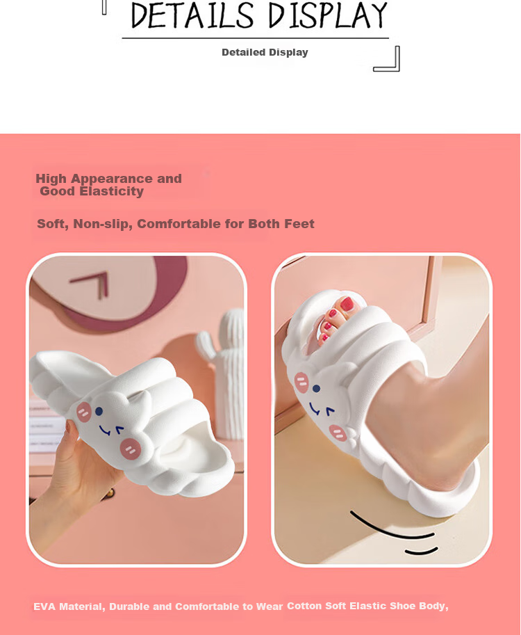 IQGD Women's Slippers, Comfortable Outdoor And Indoor Sandals, Fashionable Thick Soft Sole, Ice Cream - Milk White, Size 38-39 6