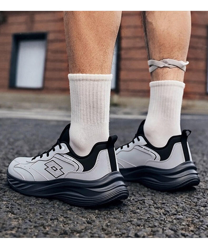 LOTTO Men's Running Shoes Autumn Leather Water-Repellent Casual Jogging Sports Shoes Float Rock Gray Size 41 35