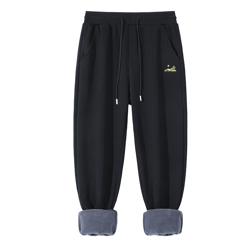 JEANSWEST LIFE Men's 2025 New Autumn Winter Fleece Lined Thickened Elastic Waist Loose Fit Large Size Casual Jogger Pants