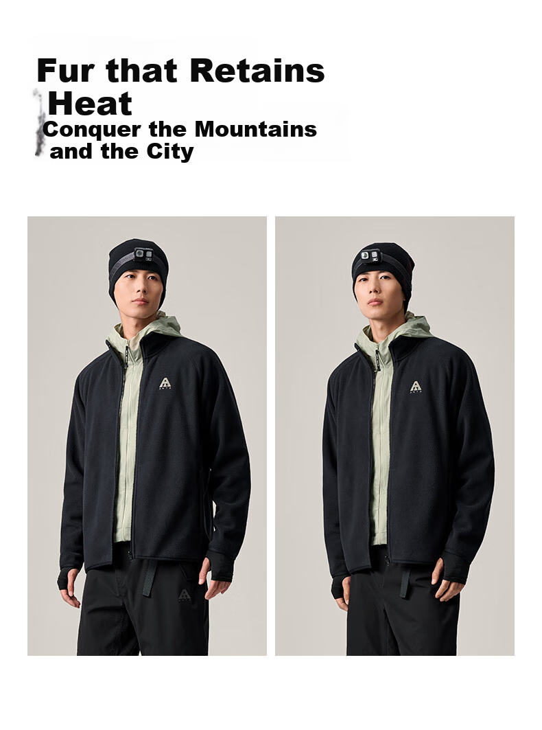 ANTA [Z Ge's Same Style] Fire Shell Fleece Jacket | Earth Shell 3.0 Winter Men's Inner Fleece Stand-Collar Coat 13