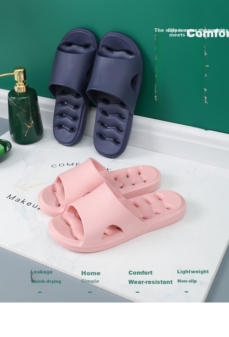 GUOLUOFEI [Size Adjustment] Bathroom Slippers for Men And Women, Summer Indoor Hollow Water-Evaporating EVA Sandals, Navy Blue, Size 41-42 1
