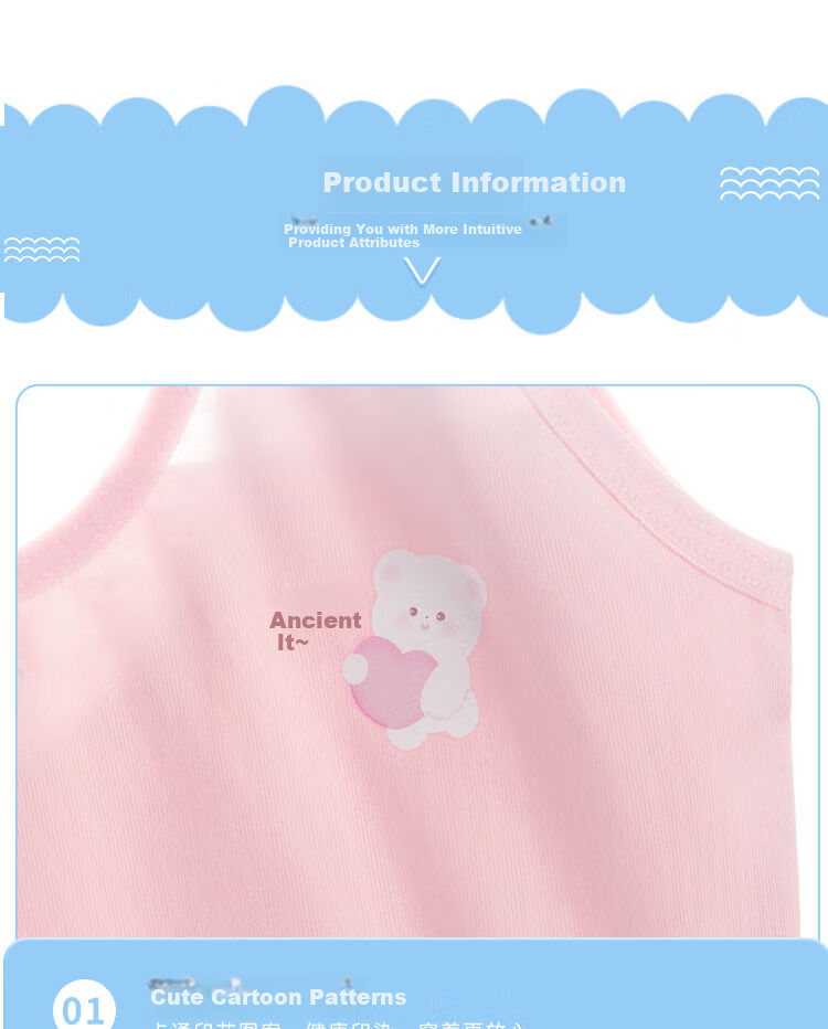 Dingguagua Girls' Underwear, Children's Underwear for Puberty, Summer Vest for Primary School Students, Bra for 9-12 Year Old Girls, Cotton First Stage Brassiere 12